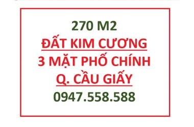 Tặng 200tr/tháng - Bán đất Kim Cương 3 mặt phố chính q. Cầu Giấy